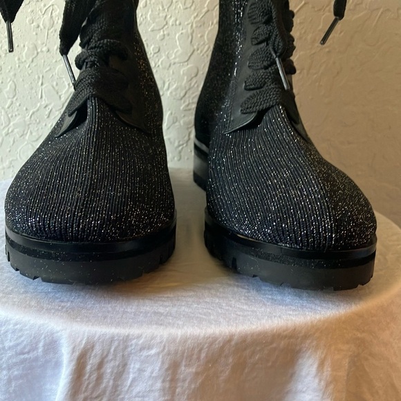 Kate Spade: Merigue Black Glitter Lace-Up Ankle Boots- 8 - Picture 10 of 16